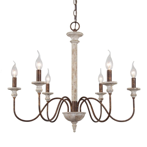 6-Light Farmhouse Wood Classic Candle French Country Chandelier