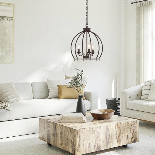 Modern 3-Light Lantern Globe Distressed Chandelier