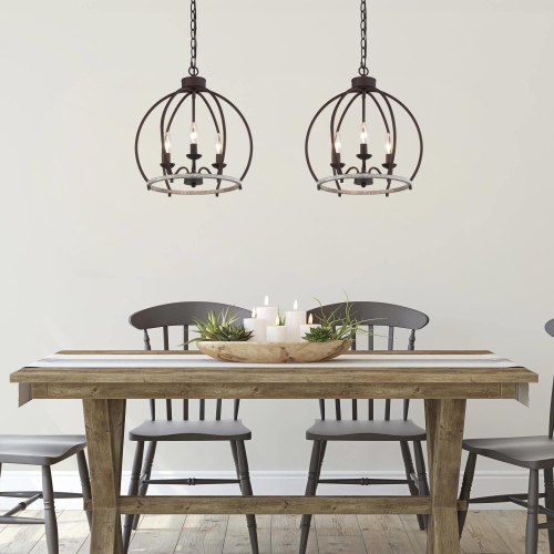 Modern 3-Light Lantern Globe Distressed Chandelier