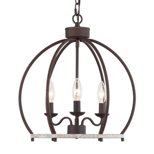 Modern 3-Light Lantern Globe Distressed Chandelier