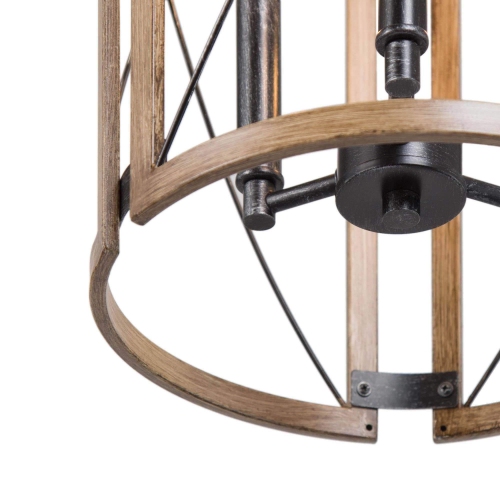 Modern Farmhouse 3-Light Lantern Wood Chandelier for Kitchen Island