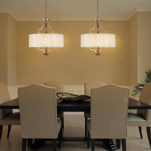 Modern Gold 3-Light Shaded Drum Chandelier