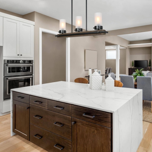 Modern Farmhouse 3-Light Linear Glass Island Chandelier