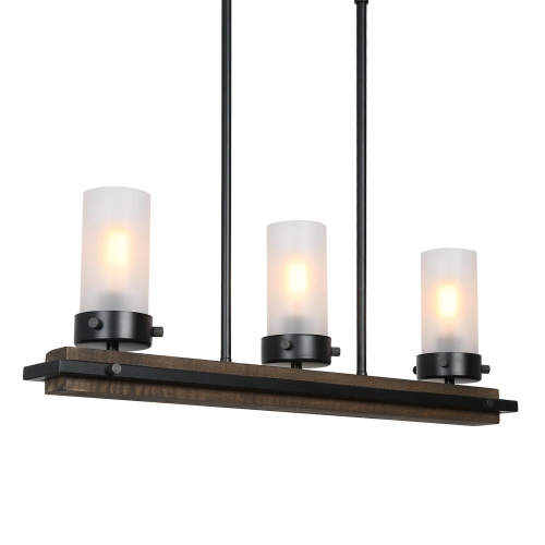 Modern Farmhouse 3-Light Linear Glass Island Chandelier