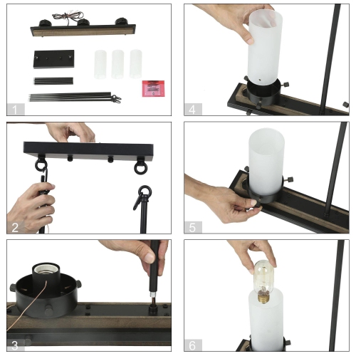 Modern Farmhouse 3-Light Linear Glass Island Chandelier