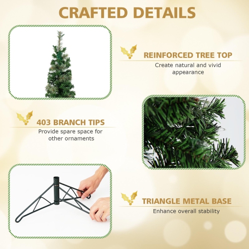 Topbuy 7 FT Pre-lit Half-Shape Christmas Tree Artificial Xmas Tree w/Premium PVC & Pine Needles Seasonal Holiday Decoration tree w/403 Branch Tips &