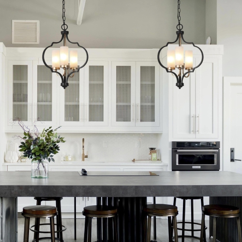 Modern Glam Gold 3-Light Unique Lantern Glass Chandelier