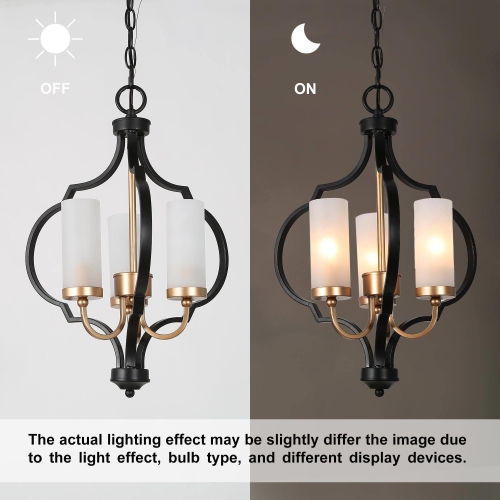 Modern Glam Gold 3-Light Unique Lantern Glass Chandelier