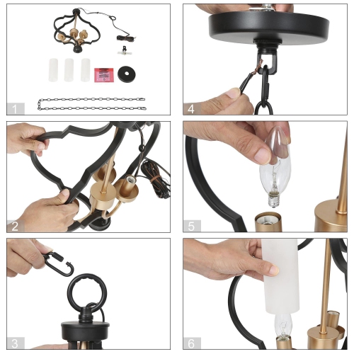 Modern Glam Gold 3-Light Unique Lantern Glass Chandelier