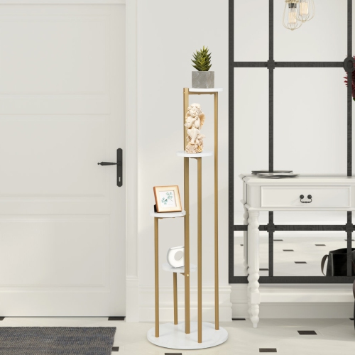 Topbuy 4-Tier Metal Plant Stand Indoor 48.5' Tall Plant Shelf for Small Plants Tiered Plant Holder W/ Golden Metal Frame