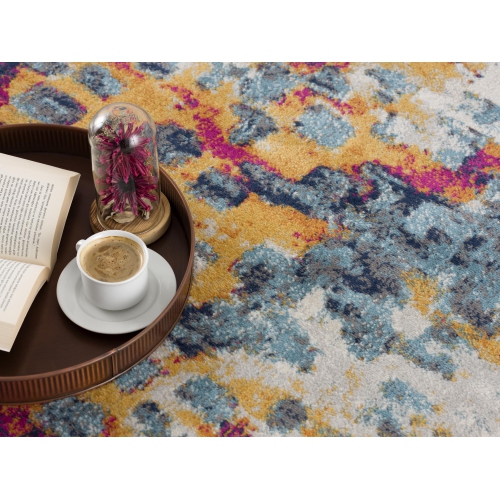 RUG BRANCH  Ziya Contemporary Abstract Distressed Yellow/blue Indoor Area Rug