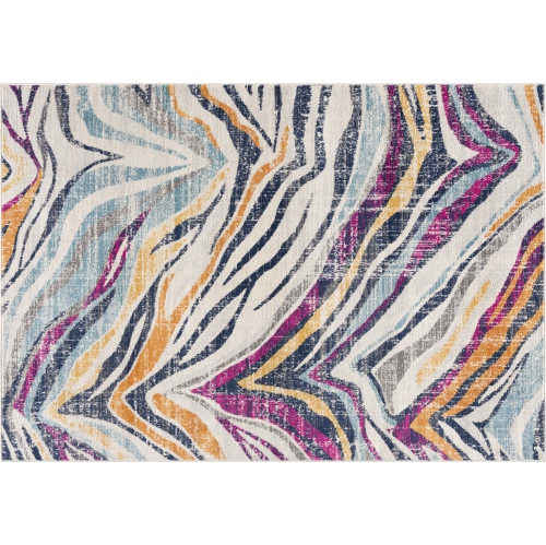 RUG BRANCH  Zola Contemporary Abstract Wave Beige/blue Indoor Area Rug