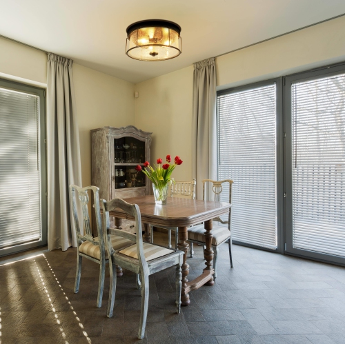 Modern Black 3-Light Drum Shaded Glass Semi Flush Mount