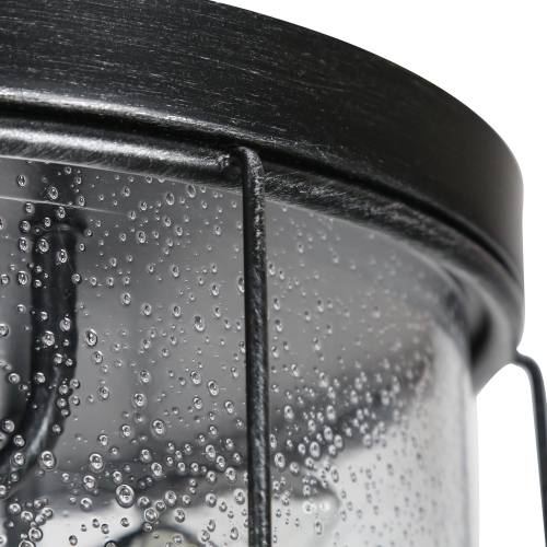 Modern Black 3-Light Drum Shaded Glass Semi Flush Mount