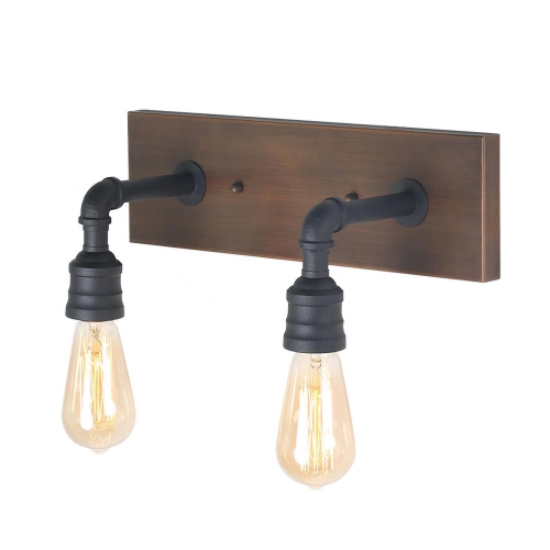 2-Light Farmhouse Wood Bathroom Vanity Light
