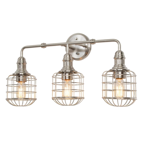 Modern 3-Light Nickle Metal Bathroom Vanity Light