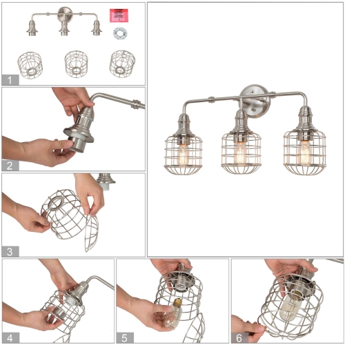 Modern 3-Light Nickle Metal Bathroom Vanity Light