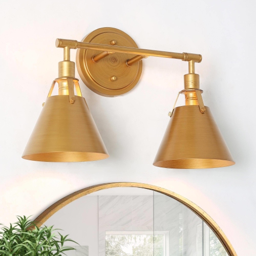 LNC  Modern 2-Light Metal Bathroom Vanity Light In Gold