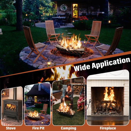 Topbuy 31/25/18-Inch Fireplace Log Grate Heavy Duty Solid Steel Fireplace Log Holder with 7 1/2" Steel Bars Indoor Outdoor Grill Fireplace Log Grate