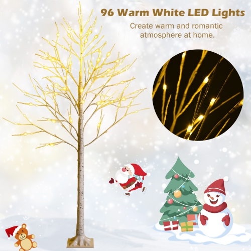 Topbuy Artificial White Birch Tree Pre-lit Twig Birch Tree Designed for Holiday Festival
