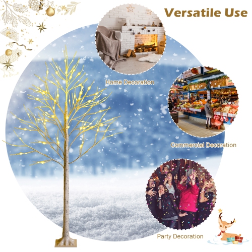 Topbuy Artificial White Birch Tree Pre-lit Twig Birch Tree Designed for Holiday Festival