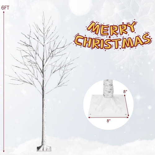 Topbuy Artificial White Birch Tree Pre-lit Twig Birch Tree Designed for Holiday Festival