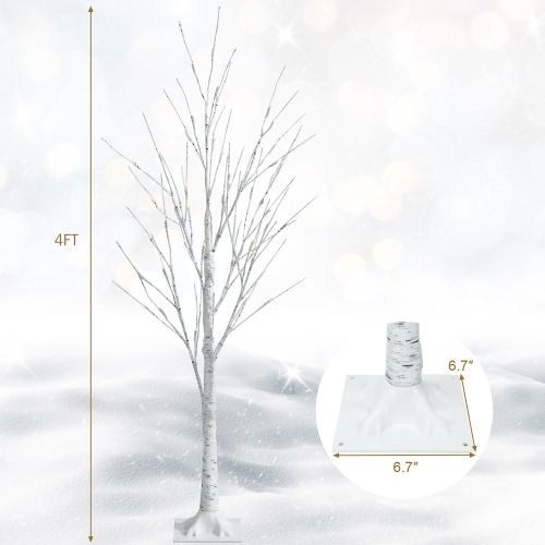 Topbuy Artificial White Birch Tree Pre-lit Twig Birch Tree Designed for Holiday Festival