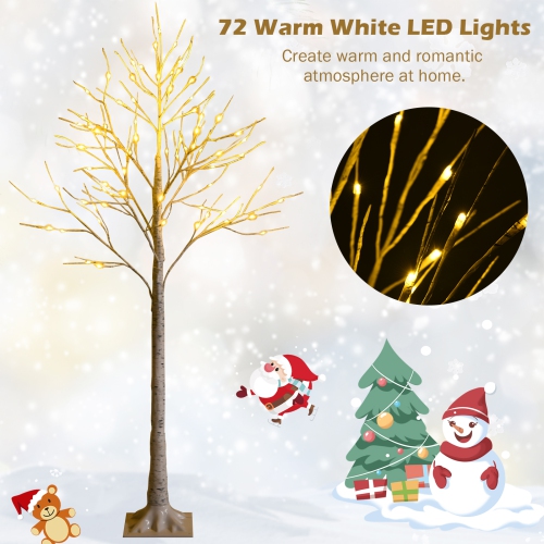 Topbuy Artificial White Birch Tree Pre-lit Twig Birch Tree Designed for Holiday Festival