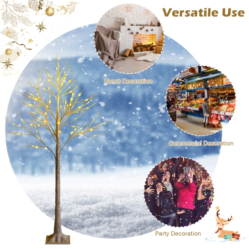 Topbuy Artificial White Birch Tree Pre-lit Twig Birch Tree Designed for Holiday Festival