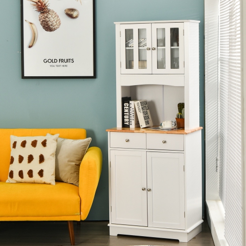 Meuble de rangement de cuisine avec armoire pour four à micro-ondes et 2 tiroirs de TopBuy buffet avec armoire de rangement à 2 portes