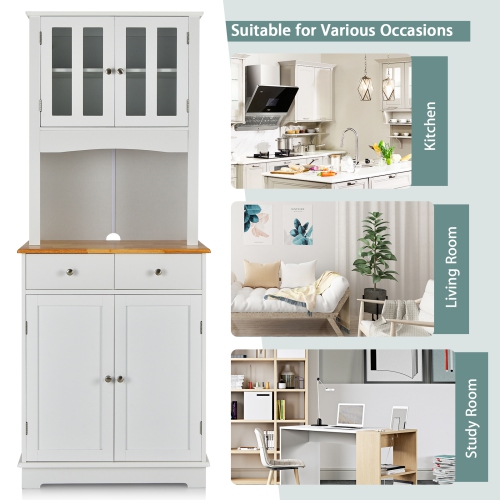 Meuble de rangement de cuisine avec armoire pour four à micro-ondes et 2 tiroirs de TopBuy buffet avec armoire de rangement à 2 portes