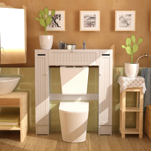 Topbuy Wooden Cabinet Bathroom Spacesaver Over The Toilet Storage Cabinet w/ Drop Door White