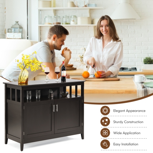 Topbuy Modern Kitchen Storage Cabinet Buffet Server Table Sideboard Dining Wood Brown