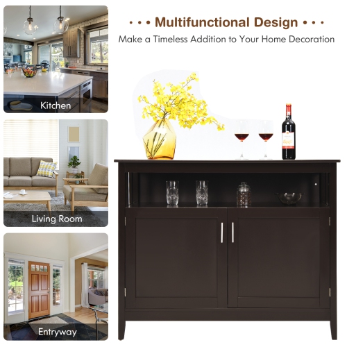 Topbuy Modern Kitchen Storage Cabinet Buffet Server Table Sideboard Dining Wood Brown