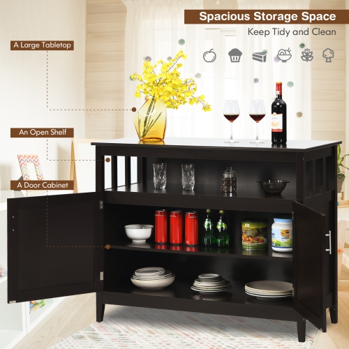 Topbuy Modern Kitchen Storage Cabinet Buffet Server Table Sideboard Dining Wood Brown