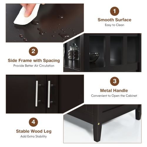 Topbuy Modern Kitchen Storage Cabinet Buffet Server Table Sideboard Dining Wood Brown