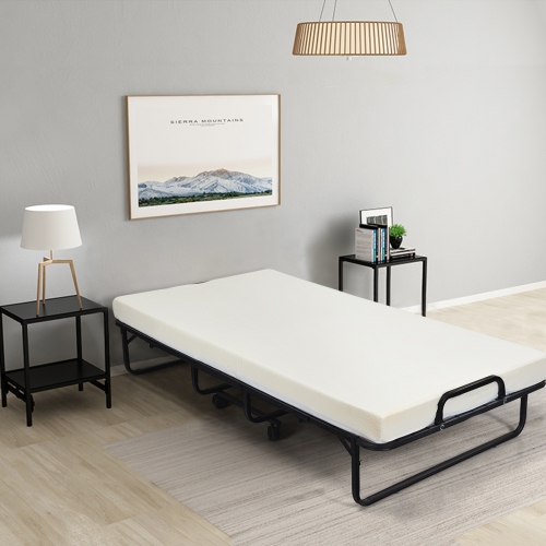 Lit pliant avec matelas en mousse à mémoire lit de repos/lit d’invité Rollaway de TopBuy