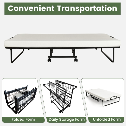 Lit pliant avec matelas en mousse à mémoire lit de repos/lit d’invité Rollaway de TopBuy