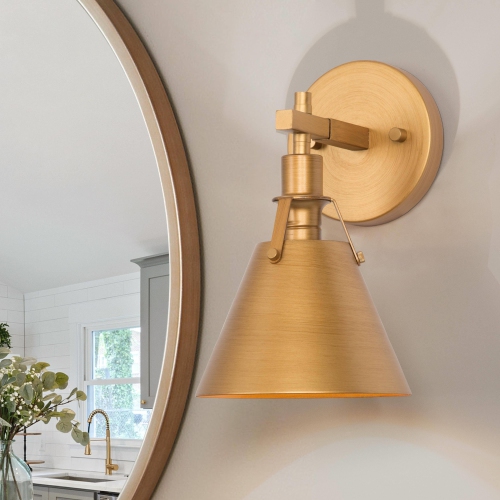 Modern Gold 1-Light Metal Shade Wall Sconce