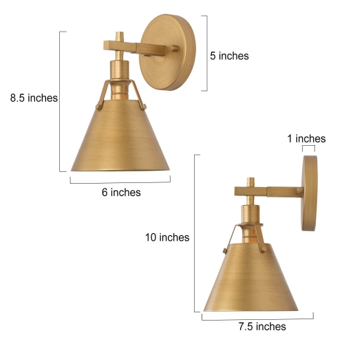 Modern Gold 1-Light Metal Shade Wall Sconce