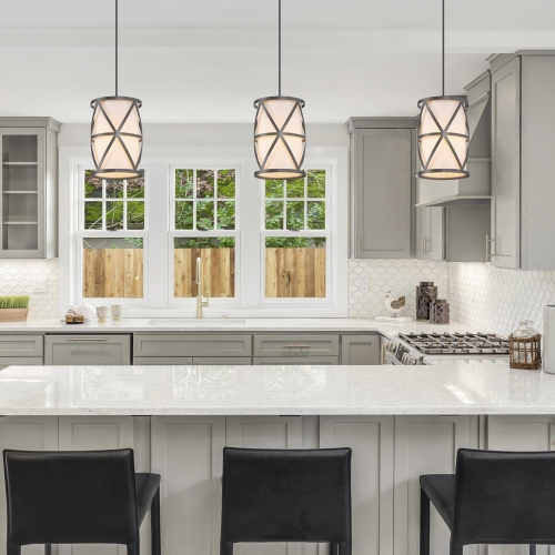Modern 1-Light Cylinder Shaded Pendant for Kitchen Island