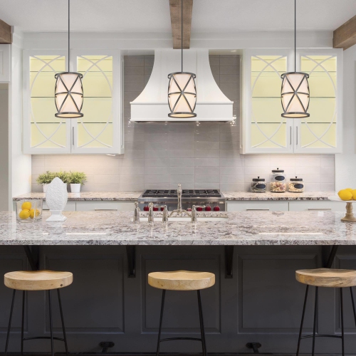 Modern 1-Light Cylinder Shaded Pendant for Kitchen Island