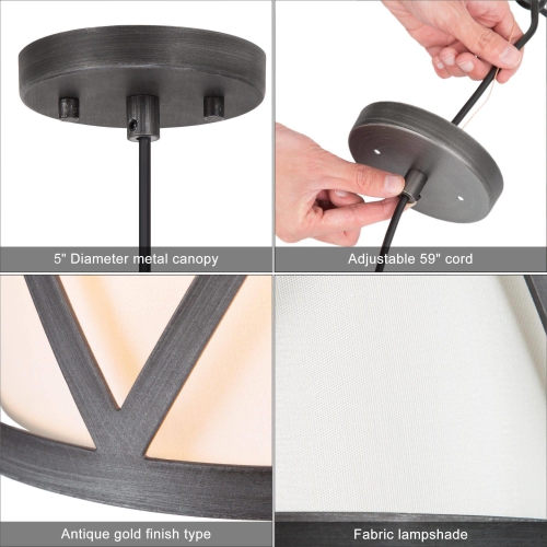 Modern 1-Light Cylinder Shaded Pendant for Kitchen Island