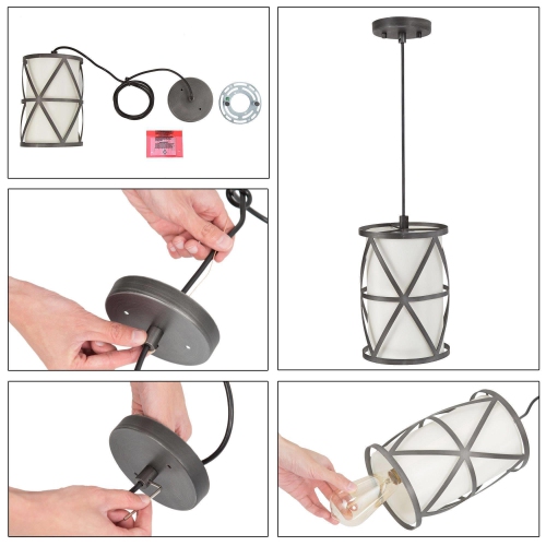 Modern 1-Light Cylinder Shaded Pendant for Kitchen Island