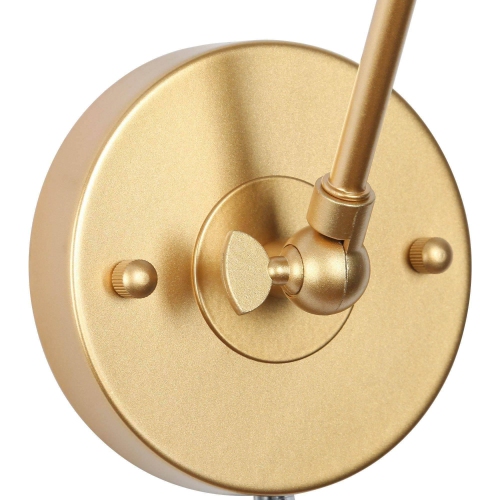 Set of 2 Modern Gold Adjustable Plug-in Swing Arm Wall Sconce