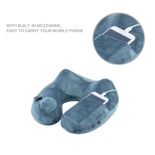 Inflatable Neck U-Shape Pillow - No Pump Needed for Travel and Airplane