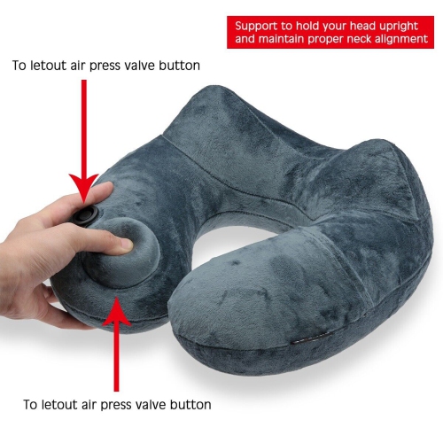 Inflatable Neck U-Shape Pillow - No Pump Needed for Travel and Airplane