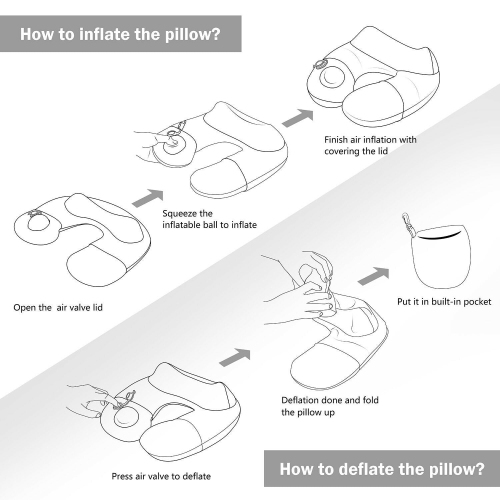 Inflatable Neck U-Shape Pillow - No Pump Needed for Travel and Airplane