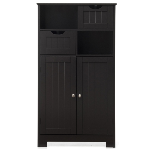 TopBuy – Armoire de rangement en bois pour salle de bain Livingroom avec tablette ouverte, 2 portes et 2 tiroirs