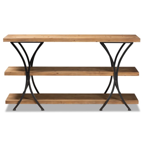 Bowery Hill Brown Finished Wood and Black Finished Metal Console Table